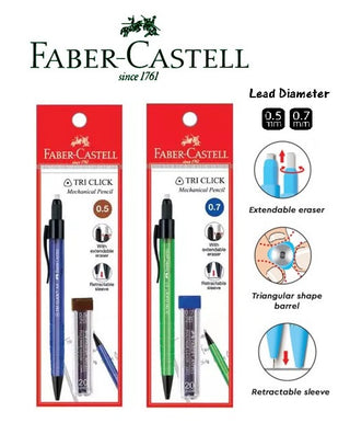 Faber Castell Tri Click Mechanical Pencil 0.5 & 0.7mm with Lead