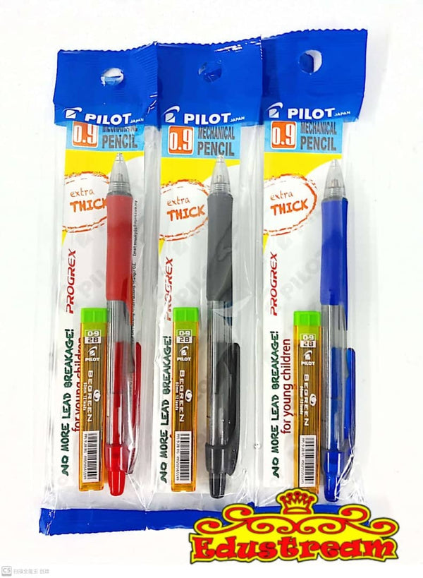 Pilot Progrex Mechanical Pencil 0.3,0.5,0.7 & 0.9mm with Assorted Colours with Lead